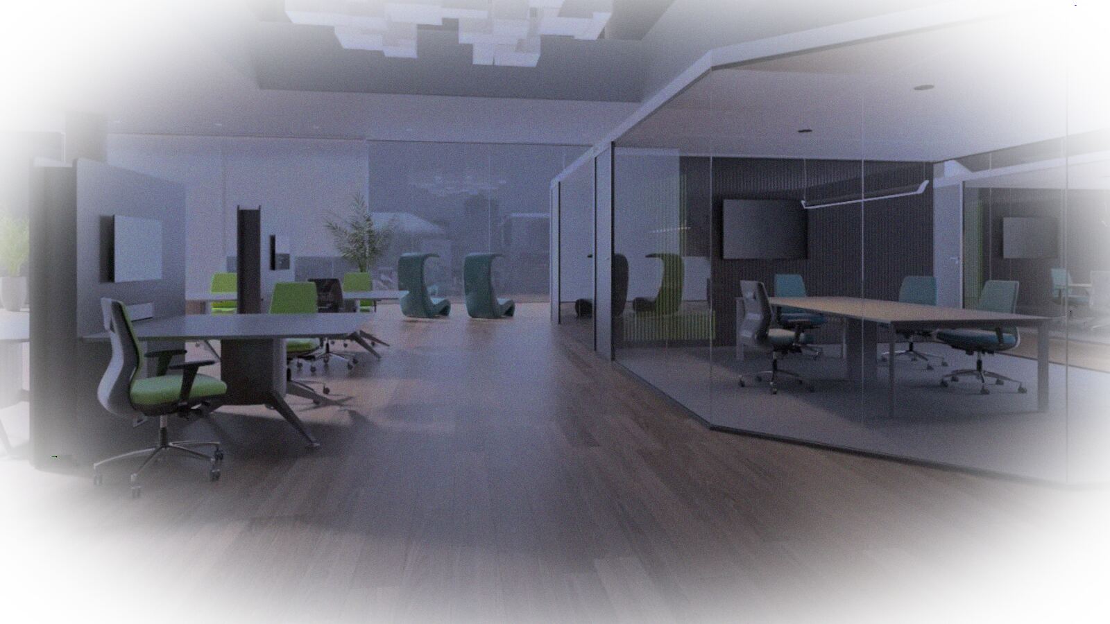 Escritório corporativo com sala de reunião: marketing para SaaS e empresas de tecnologia B2B pela BGCOM Martech