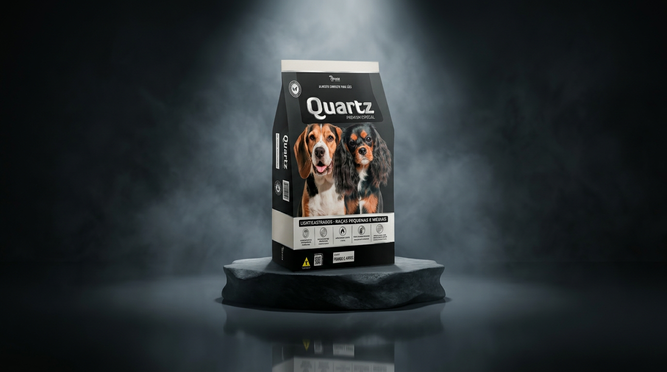 Linha QUARTZ Light Castrados da Nutridani em composição premium de design e estratégia de lançamento